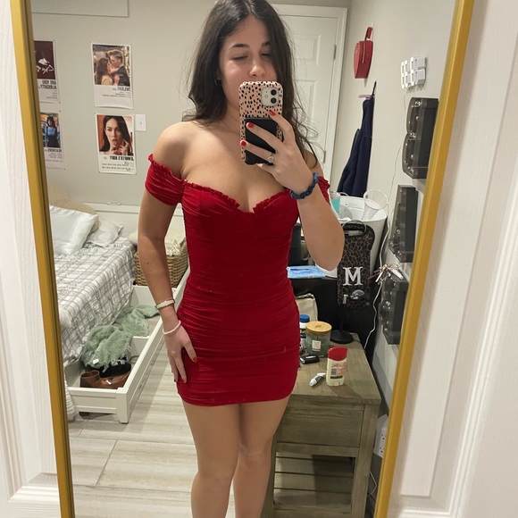 Red Windsor Ruched Dress - Picture 2 of 5